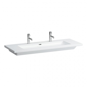 Praustuvas Laufen LIVING 1300x480x110 mm, dvigubas baldinis, su 2 angomis maišytuvams 